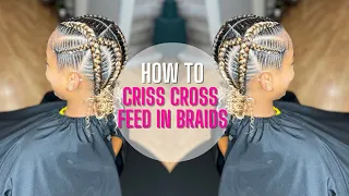 Criss Cross Feed in Braids with Curly Buns
