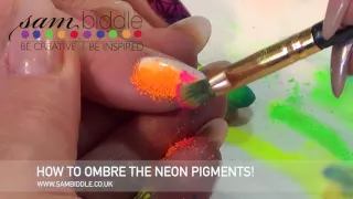 Ombre Nail art wih the neon pigments