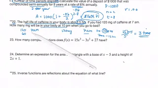 Algebra 2 Review Question 22