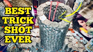 BEST TRICK SHOT EVER Inside The High Limit Coin Pusher Jackpot WON MONEY ASMR