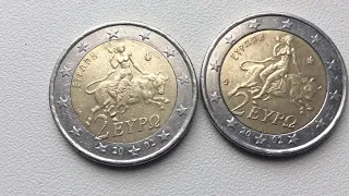Rare Coin of Greece 2 euro Defect Бракованные монеты 2 евро, Греция €200000