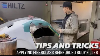 Applying fiberglass reinforcement body filler on Bugatti and Plymouth 🔥