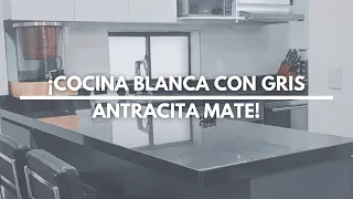 🔨 ¡Cocina color blanco con gris antracita mate! | Tecnicocinas