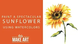 How to Paint a Watercolor Sunflower Easy Painting Project by Sarah Cray of Let's Make Art