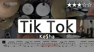 [Lv.12] Tik Tok - Ke$ha  (★★★☆☆) Pop Drum Cover Score book Sheet Lessons Tutorial