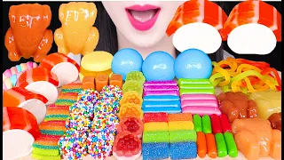 ASMR RAINBOW JELLY GUMMY PARTY *CHICKEN GUMMY, RAINBOW GUMMY 초밥 젤리, 통닭 젤리 먹방 JANE ASMR 제인