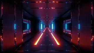 Colourful Bright Science Fiction Hangar Reflective Tunnel Moving Animation Background Scifi HD