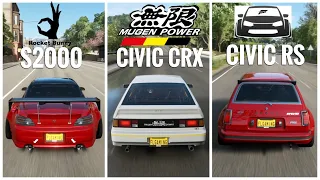 Forza Horizon 4 | Rocket Bunny Honda S2000, Widebody Civic RS & Civic CRX Mugen Gameplay