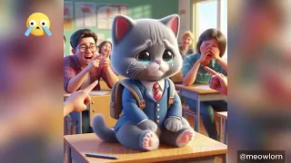 Cute cat is bullied at school 😢😿 #cute #cat #ai