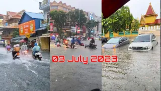 03 July 23 Heavy Raining In Phnom Penh City Water Flooring Many area