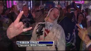 Canucks Fans Celebrate in Downtown Vancouver After Sweeping the St. Louis Blues - HD