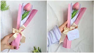 Single Flower Wrapping Tutorial / Diy Mother's day Craft / Paper Flower Boquet for Mother's day