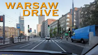 Warsaw City Poland - Drive Tour Downtown, 4K 60fps, City Walk - Travel Walk Tour,