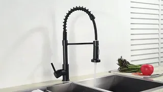 InArt Single Lever Kitchen Sink Mixer 360° Kitchen Faucet with Multi-Function Spray Head Black Matte