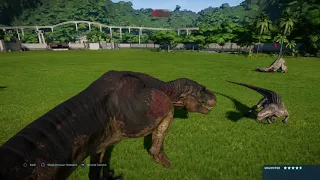 Jurassic World Evolution: (Modified) Baryonyx vs Tyrannosaurus rex army