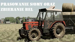 Prasowanie oraz zbieranie bel słomy 2023 w FS19. -U-R-S-U-S- Zetor MTZ T25. Engine sound