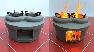 The Idea Of ​​Making A Double Wood Stove From A Plastic Pot Mold