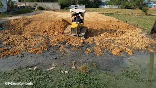 Incredible New Project Starting With Bulldozer Pushing Dirt & 5Ton Dump Truck Unloading