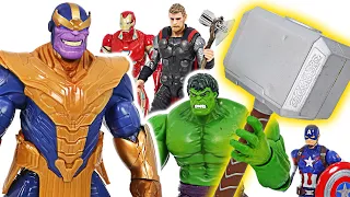 Marvel Avengers Hulk! Defeat the giant Thanos and dinosaurs with giant Thor hammer! | DuDuPopTOY