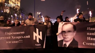 Ukrainians Hold Torchlight March To Honor Nationalist Leader