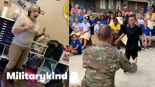 Military members surprise their family at school | Militarykind