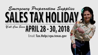 2018 Emergency Preparation Supplies Sales Tax Holiday