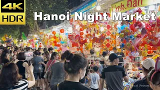 4K HDR | Hanoi Night Market Walk - Dong Xuan Market to Hang Ma Street | Vietnam 2023