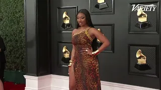 Megan Thee Stallion rocks a leopard print at the GRAMMYs