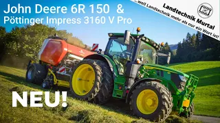 NEU!!!  John Deere 6R 150 & Pöttinger Impress 3160 V Pro im Einsatz | Landtechnik Murtal