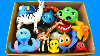 Learn Wild Zoo Animals and Sea Animals For Kids with Shark Toys