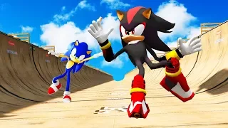 GTA 5 Shadow Sonic Mega Ramp Jumps/Fails #3 (Euphoria Physics Funny Moments)