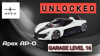 Asphalt 9 || Unlocking Apex AP-0 and garage level 16