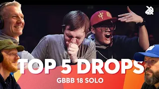 TOP 5 DROPS! Grand Beatbox Battle Solo 2018 REACTION!! | OFFICE BLOKES REACT!!