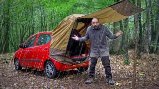 Rainy Night in the Smallest Car Camper