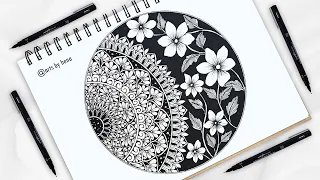 How To Draw Floral Zentangle With Mandala Art For Beginners ||Zen-Doodle || Mandala Art
