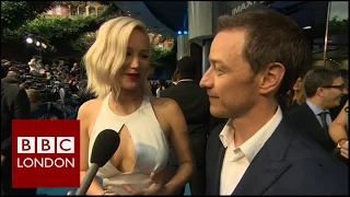 Jennifer Lawrence & James McAvoy interview at premiere of X-Men: Apocalypse - BBC London News