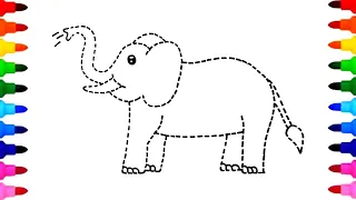 Elephant 🐘 Drawing, painting 🎨🖌️ and Coloring for Kids and Toddlers | elephant drawing