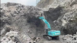 See what happens, mining sand with heavy equipment is the process