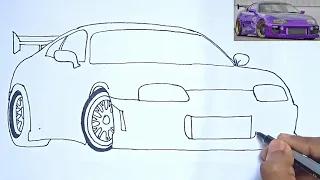 SUPRA car drawing easy | Part 2 | Simple And Easy Technique | Supra car drawing Video ✅
