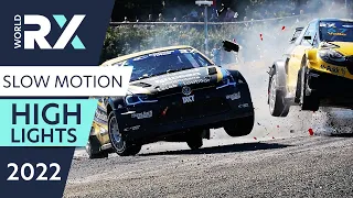 Spectacular 2022 World Rallycross action moments in slow motion!