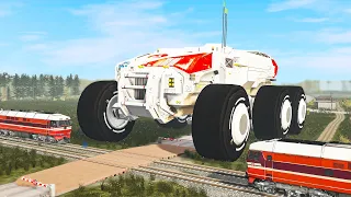 Railway Сrossing Train Сrashes #15 - Beamng drive