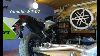 Yamaha MT-07. Установка прямоточного глушителя Leo Vince exhaust.