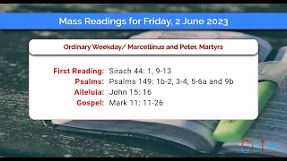 Catholic Mass Readings in English - June 02 2023