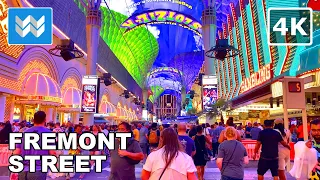 [4K] Fremont Street Las Vegas - Night Walking Tour & Travel Guide 🎧 Binaural Sound