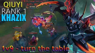 [RANK 1 KHAZIX] QIUYI KHAZIX VS KAYN - 1V9 TURN THE TABLE - QIUYI KHAZIX GUIDE