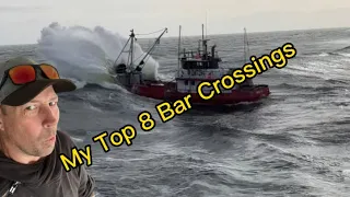 Fishing boats crossing Bar in big seas