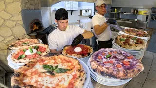 Spectacular Variety of Authentic Neapolitan Pizza Cooked in Wood-fired Oven.Pizzeria 'Cammafà' Italy