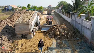 Update New Episode Design Construction New Road Foundation Processing By Komatsu Dozer Dump Trucks