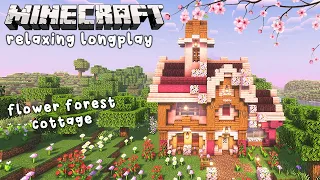Minecraft Relaxing Longplay 🌷 Springtime Cherry Blossom Wood Cottage (No Commentary) 1.20