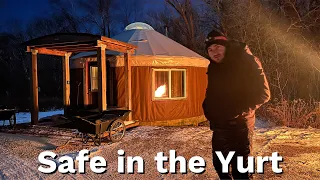 Winter Camping in a Yurt, tons of Animals!